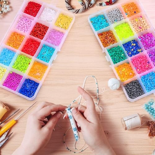 15 Girds Bead Organizer(4 Pack), Earring Organizer Box, SMALL Plastic Clear