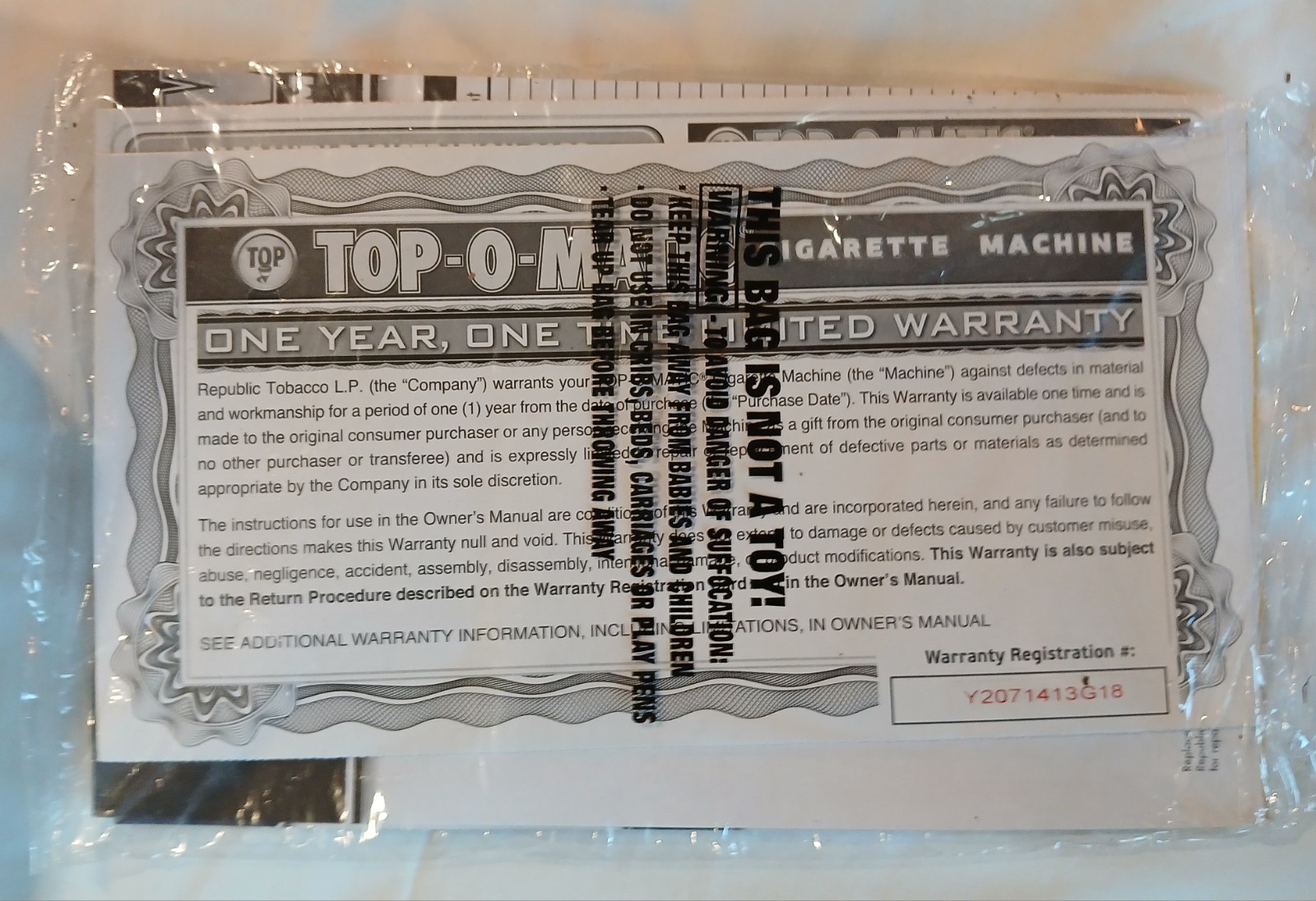 Top-O-Matic Cigarette Rolling Machine, EUC W/Original Box & Owner's Manual