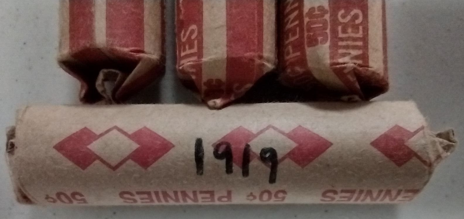 1919-P Roll Lincoln Cent - Good Dates - Average Circulated - Roll (50 coins)