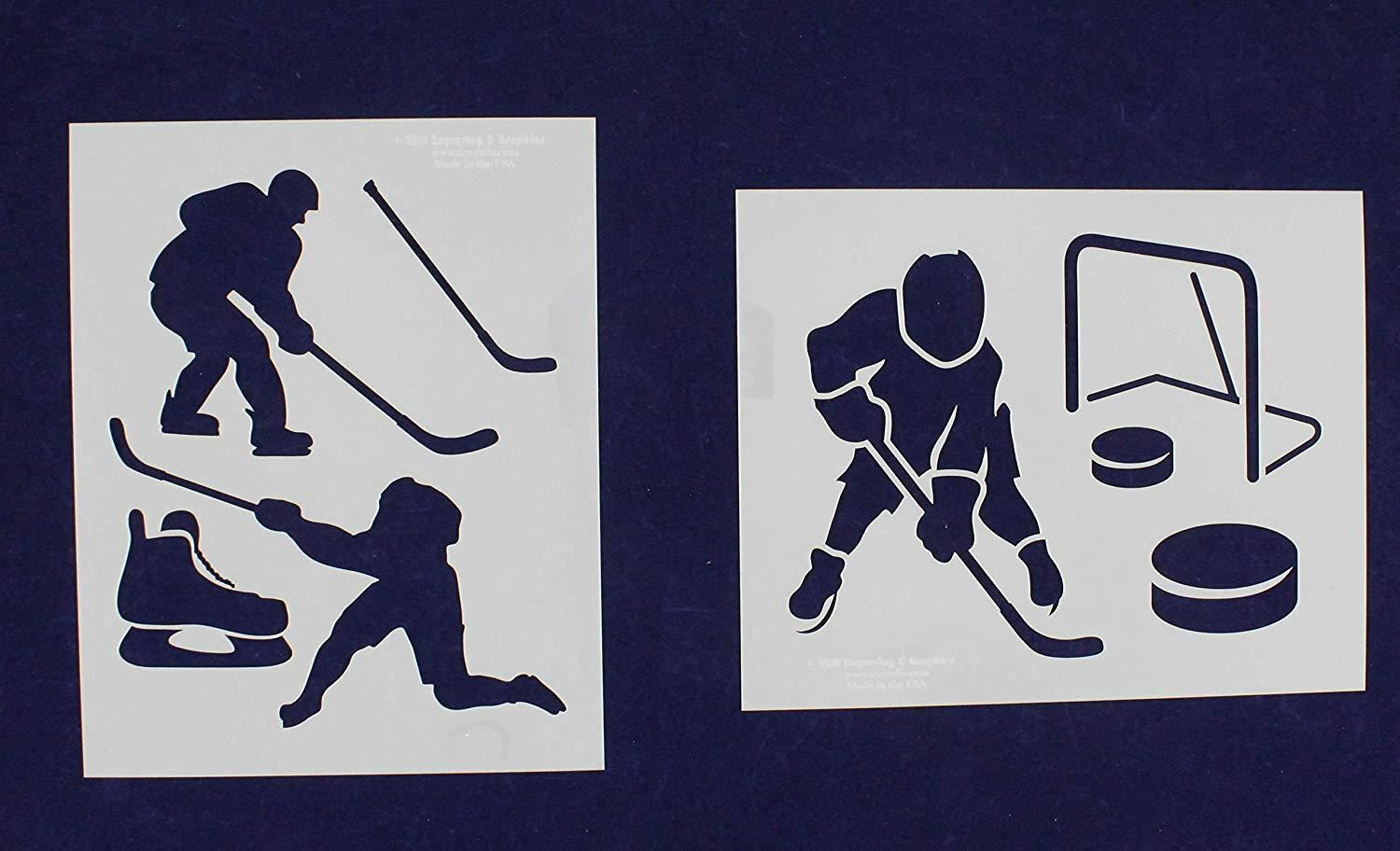Hockey Stencils - 2 Piece Set - 8 x 10 Inches