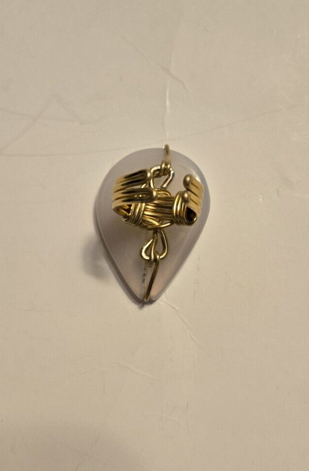 Artisan Crafted Gold Plated Wire Wrapped Agate Statement Ring