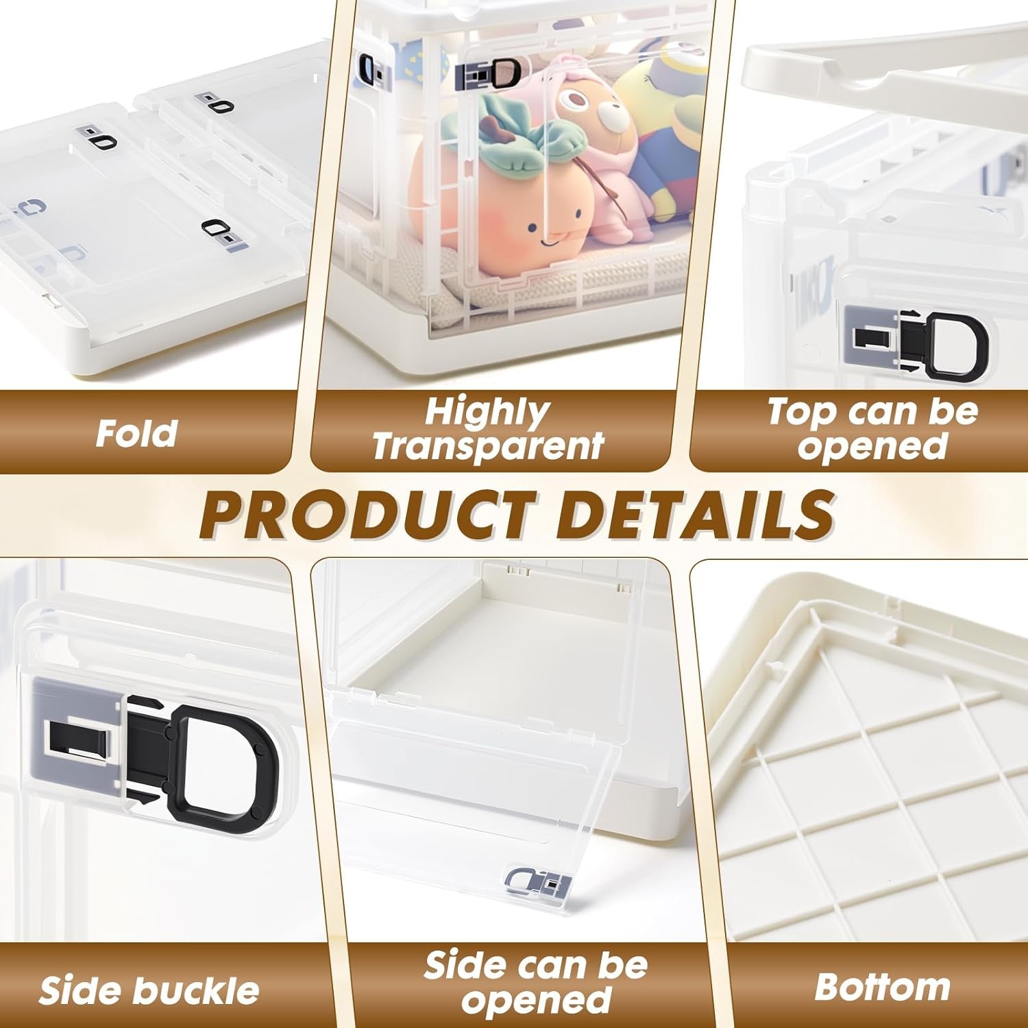 72 QT Clear Storage Bin W/ 5-Sided Open Lid Stackable Plastic Storage Bins For