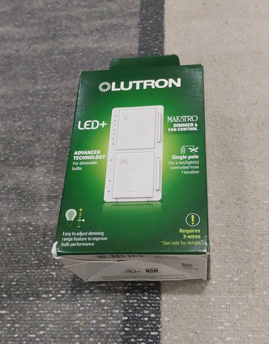 Lutron MACL-LFQH-WH Maestro Fan Control and Light Dimmer for Dimmable LED New H4
