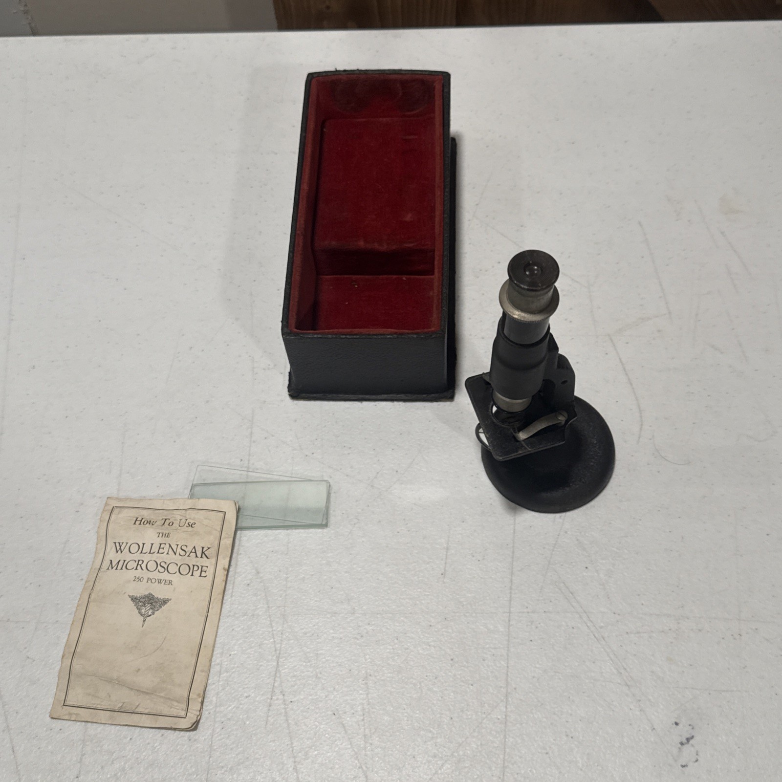 Antique Collectable WOLLENSAK MICROSCOPE 250 POWER Original Box