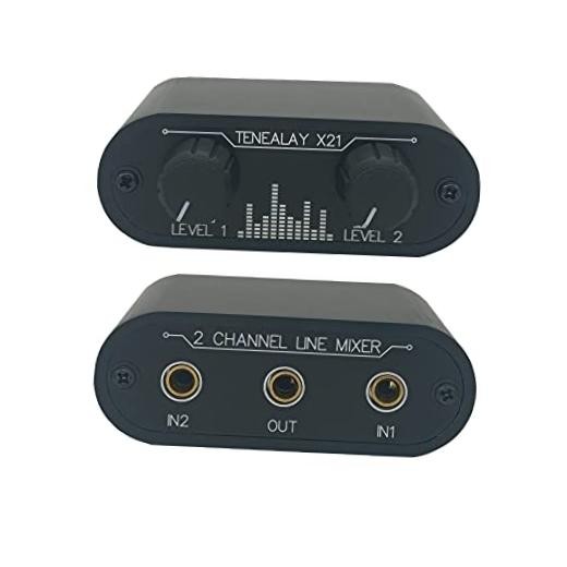 2 Way Audio mixer 3.5mm Un-powered mixer, 2 to 1 Stereo aux 3.5mm line levels
