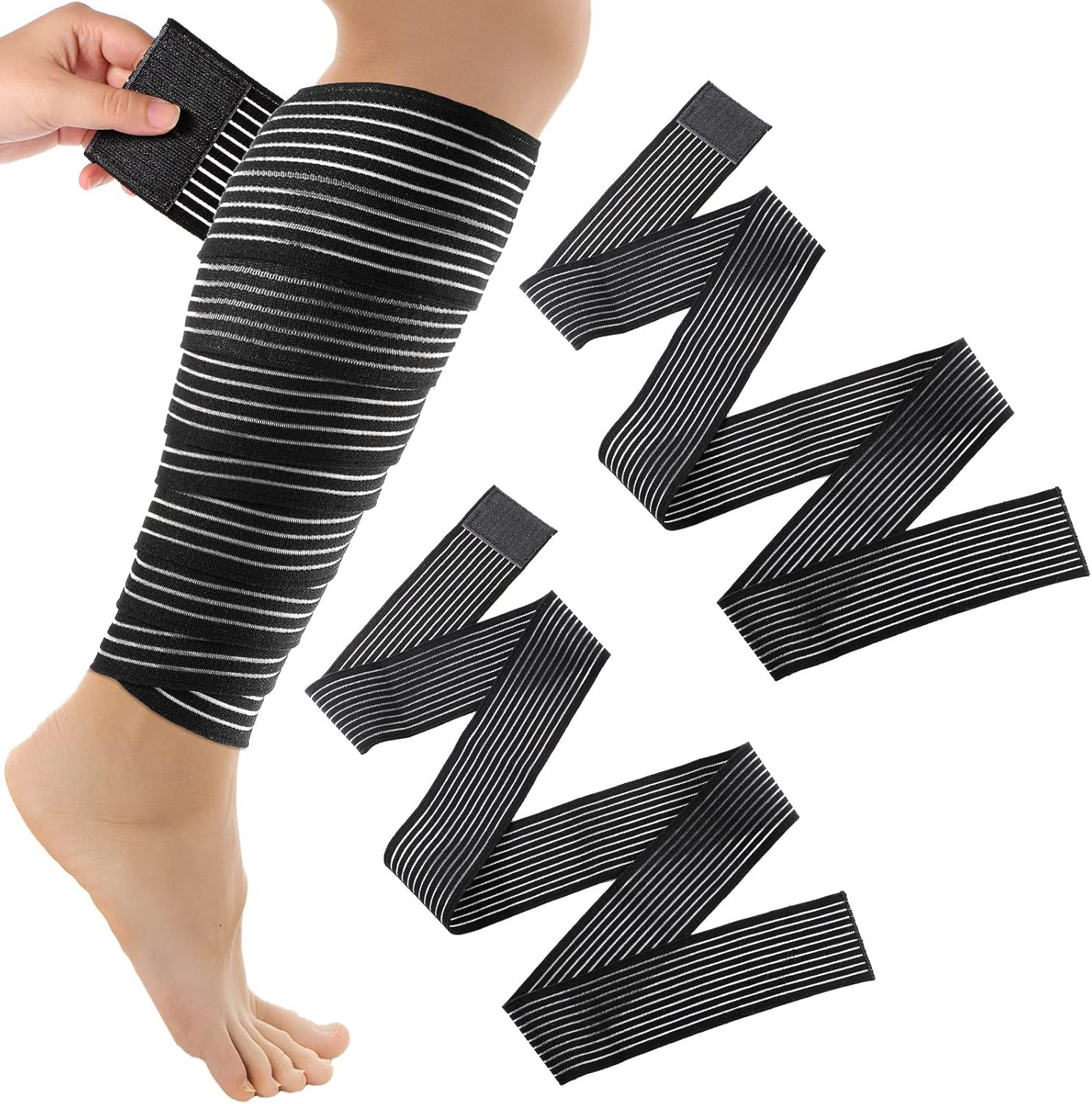 2-Pack Elastic Calf Compression Bandage Leg Sleeve Compression Wraps 2.9x 71 in