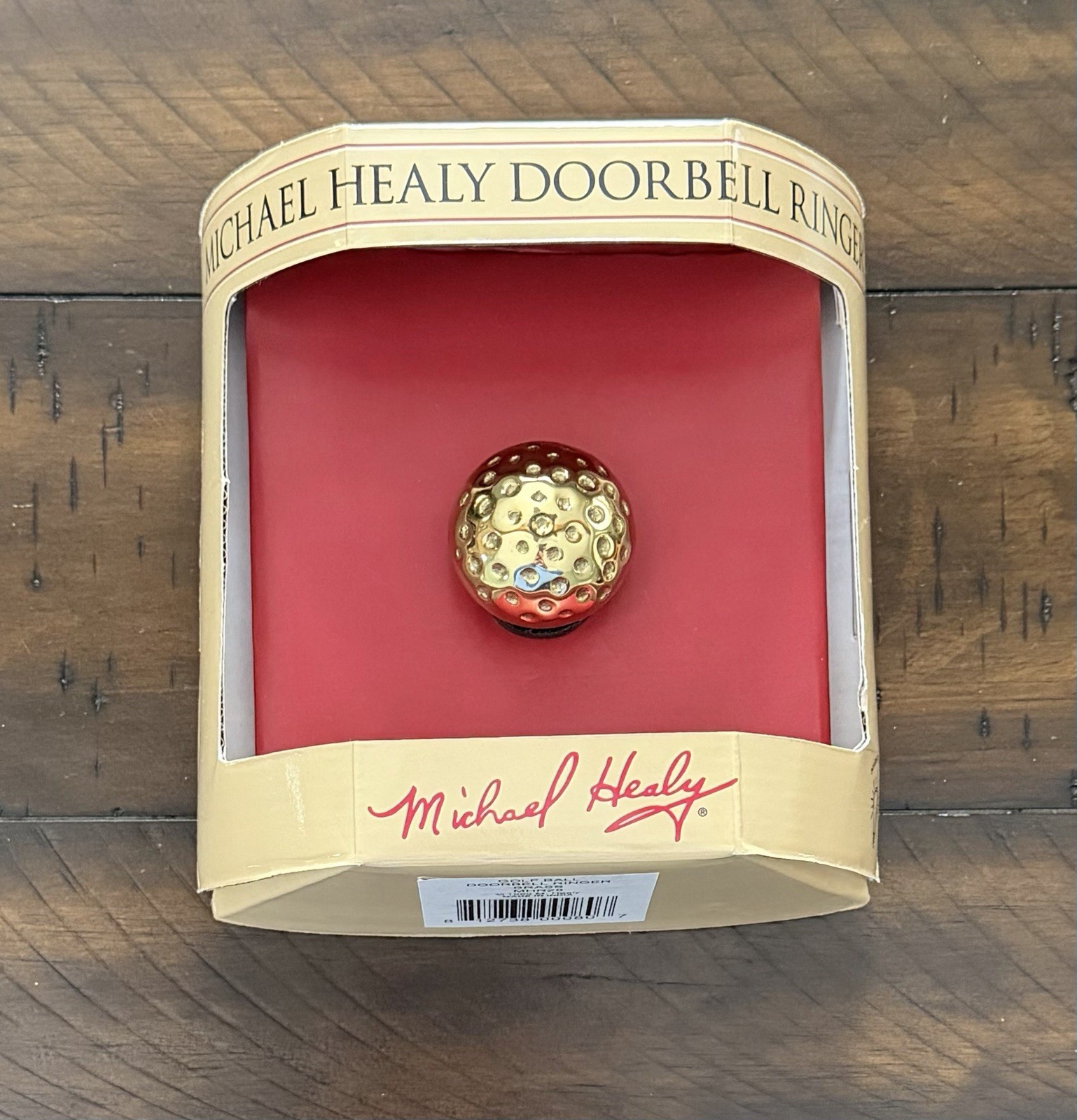 Michael Healy Vintage Brass Golf Ball Doorbell Ringer Open Box
