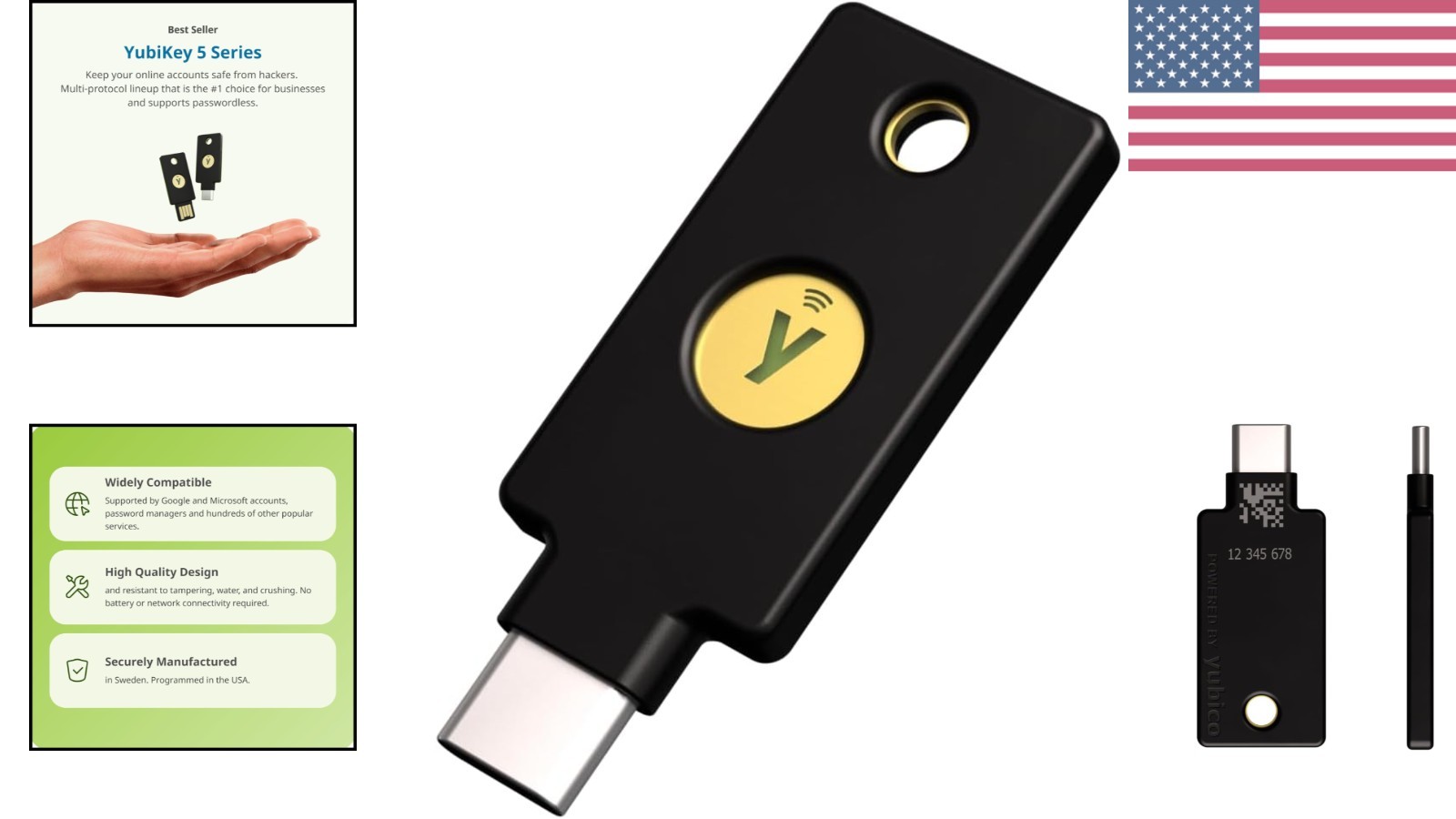 YubiKey 5C NFC - Multi-Factor authentication MFA Security Key and passkey, Co...