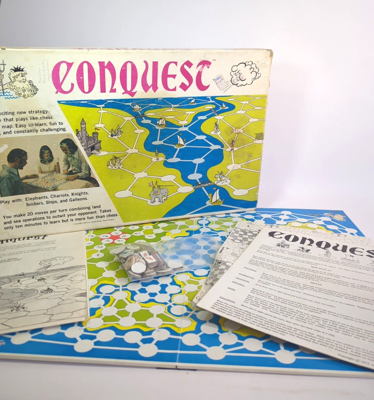 SIGNED Donald Berge Vintage 1972 Conquest Game 98% Complete E8