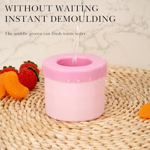 2 Pack Cylinder Silicone Ice Cube Molds, Easy-Release Ice Pink Small Squeeze