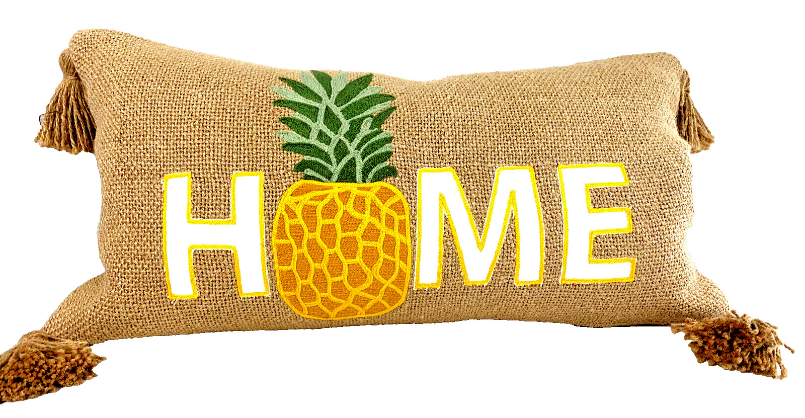 Sonoma Home Throw Pillow 14 x 26 Jute Tassels Pinapple Multicolor 848977004450