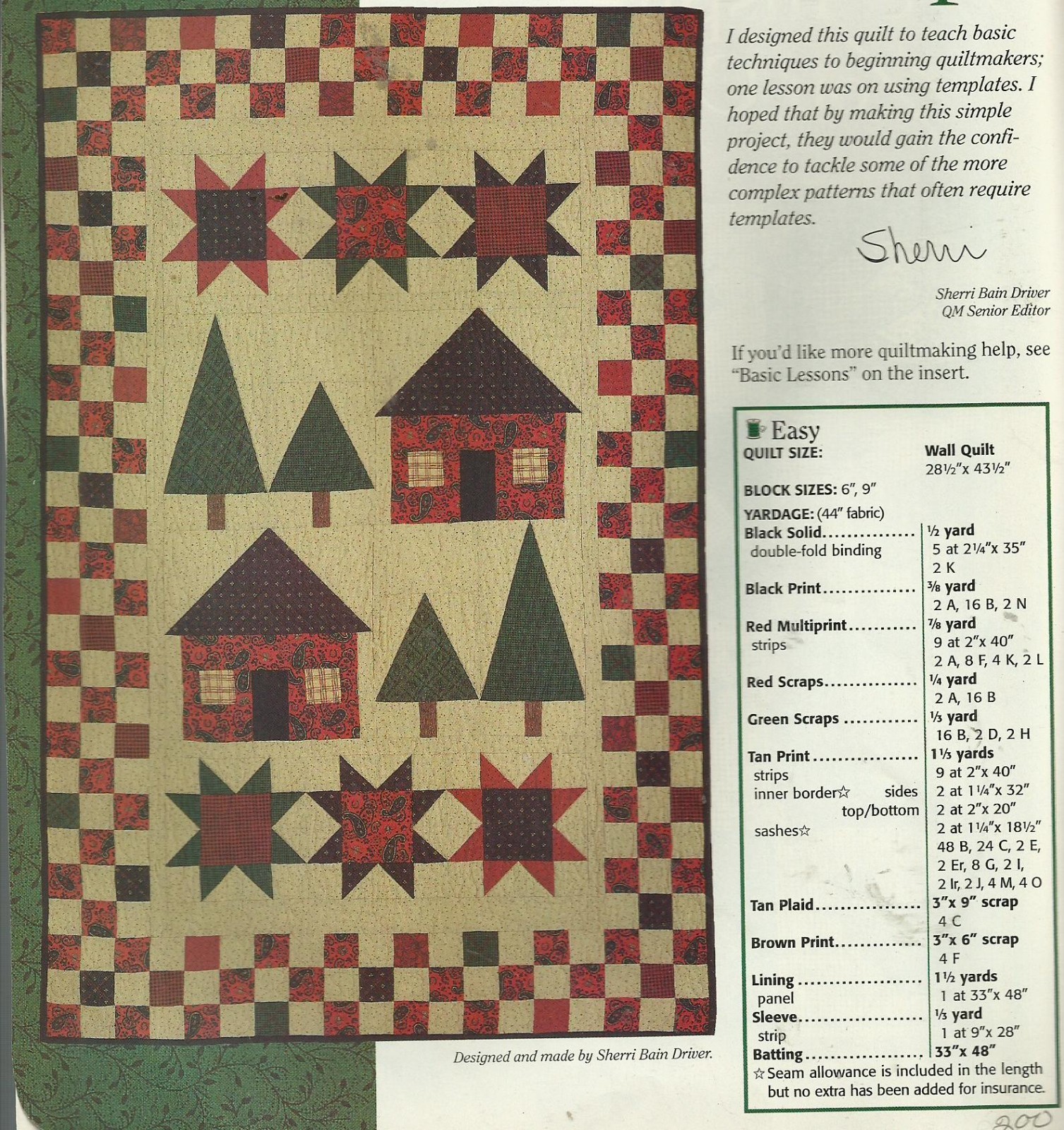 E0018  CRANBERRY TOWNSHIP WALLHANGING  QUILT PATTERN/INSTRUCTIONS