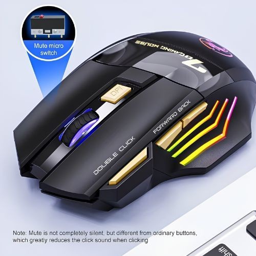 Wireless Gaming Mouse 3200 DPI RGB LED Rechargeable 7 Button Silent