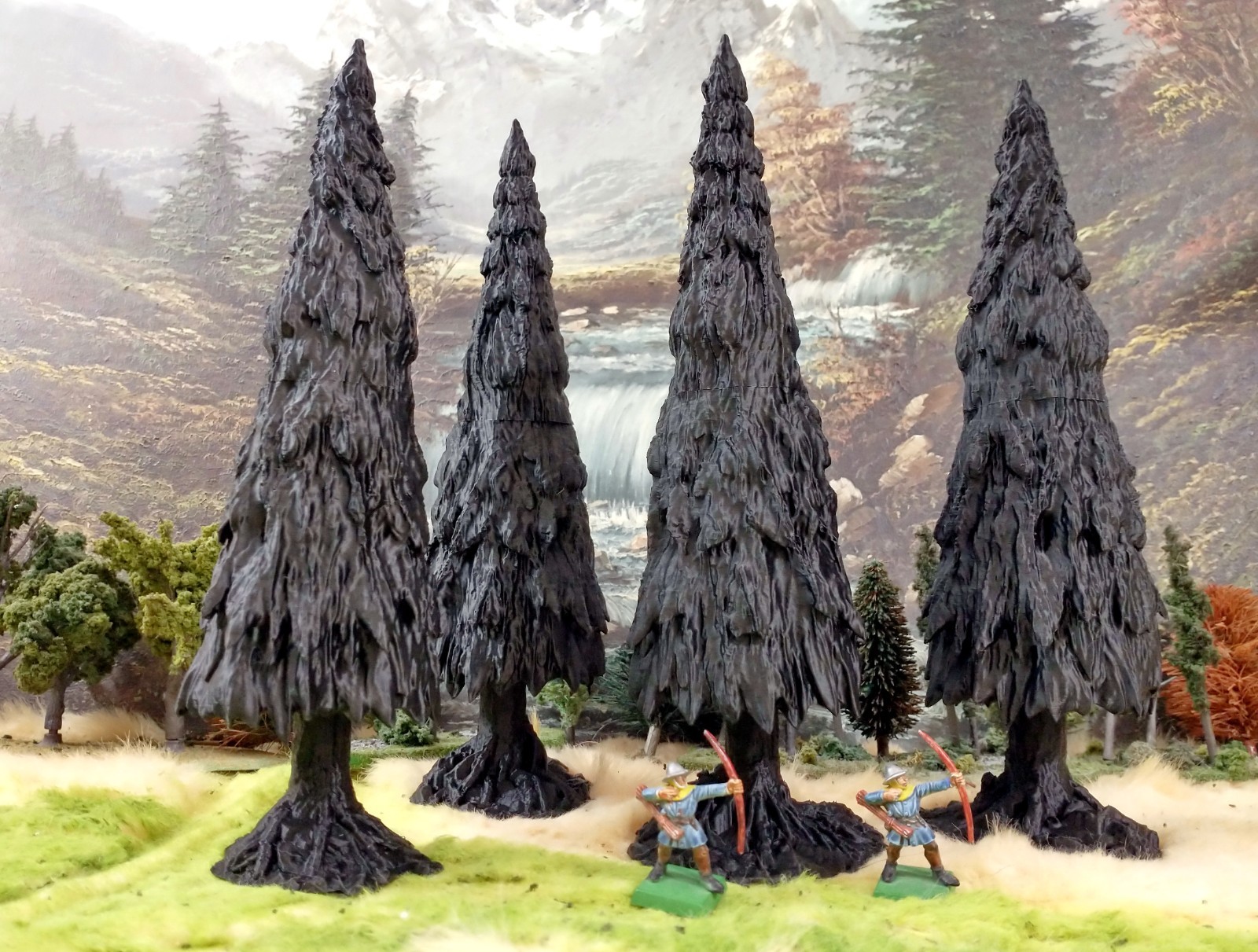 Tall Fir or Pine Trees Set of 4 28mm Forest Terrain D&D Warhammer Bolt Action