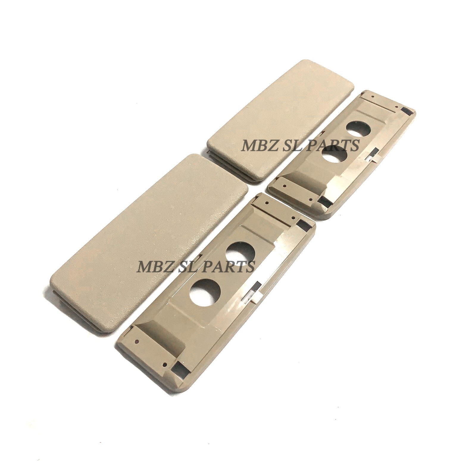 2 BEIGE SUN VISOR MIRROR TRAY VANITY MercedesR129 SL500 SL320 SL600 500SL 300SL
