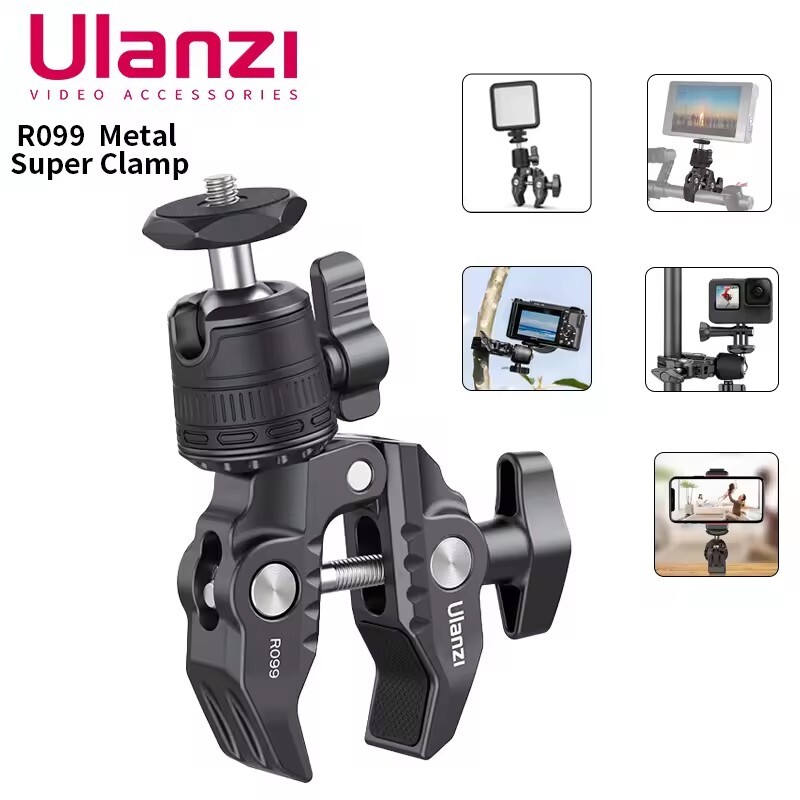 Ulanzi R099 Super Clamp Camera Mount Clamp with 360° Adjustable Mini Ball Head