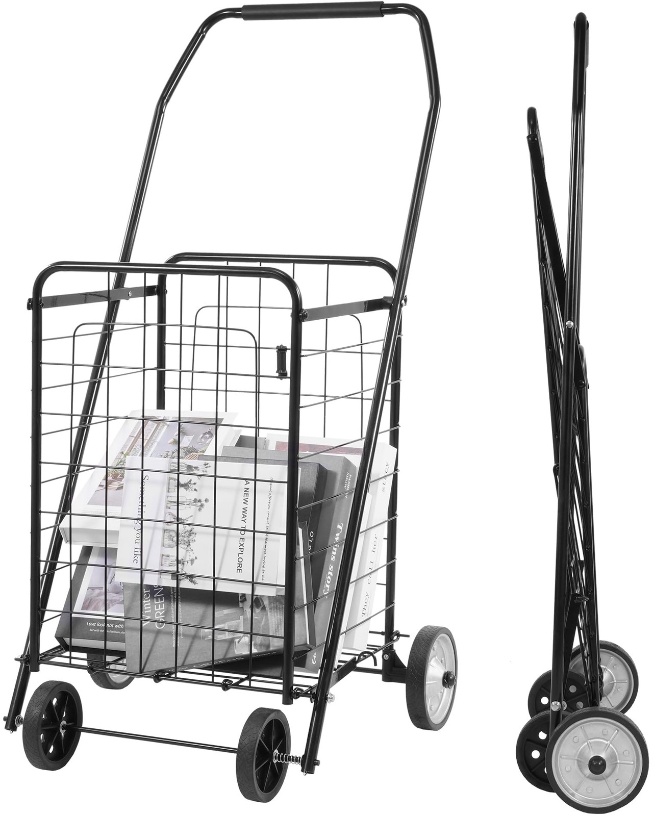 Foldable Shopping Utility Cart Collapsible Durable Grocery Utility Cart with ...