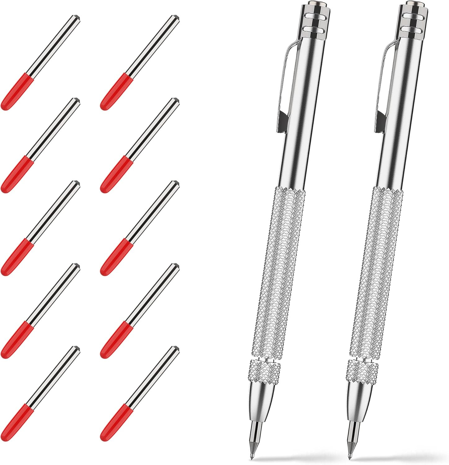 Tungsten Carbide Scriber Tool Set - 2 Pack with Magnet & 10 Tips for Engraving