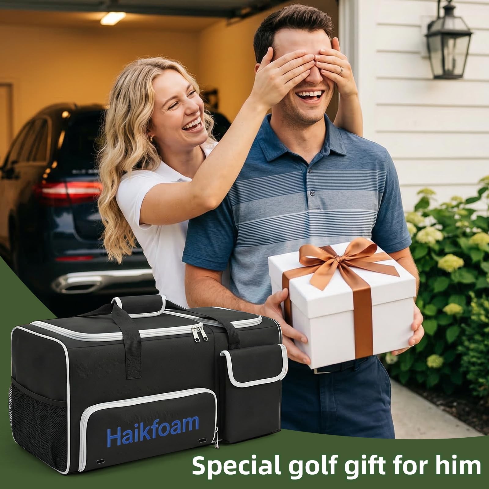 Golf Trunk Organizer, 2-Layer Car Locker with Ventilated Shoe Compartment for 2