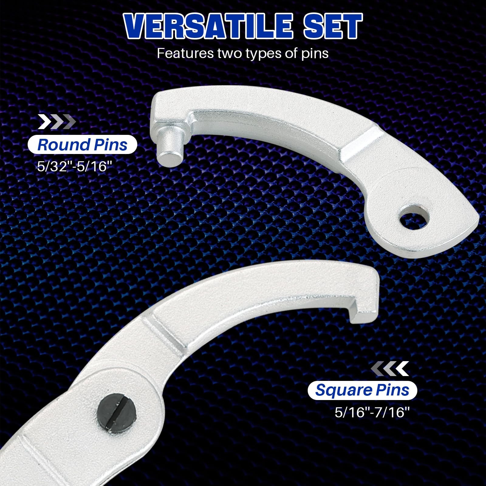 8pcs Adjustable Pin Spanner Wrench Tool Set, C-Shape Pin Hook Wrenches with C...