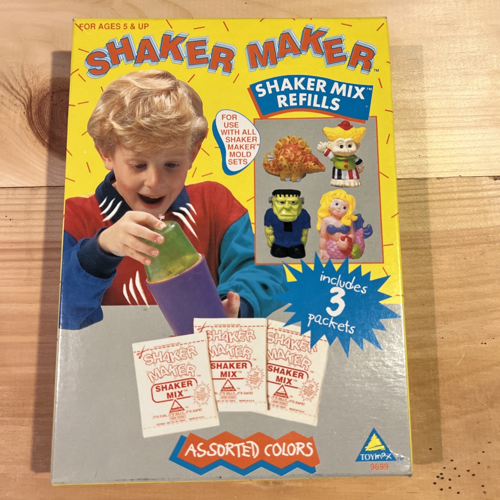 1971 Toymax Shaker Maker Magic Mix 5 Packets Green Yellow Pink *UNUSED