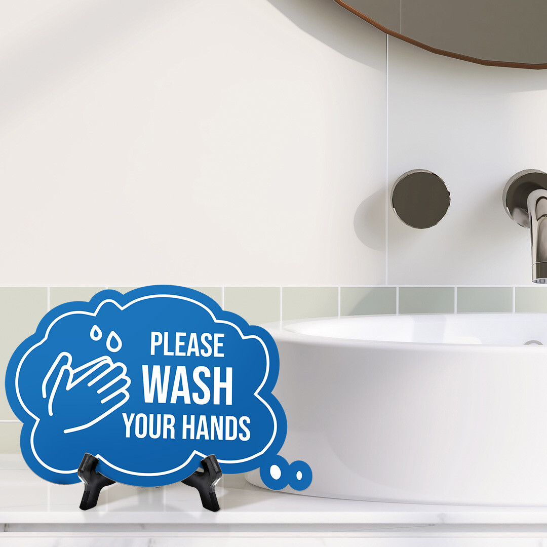 Please Wash Your Hands Cloud Speech Bubble (6 x 4") Table Sign