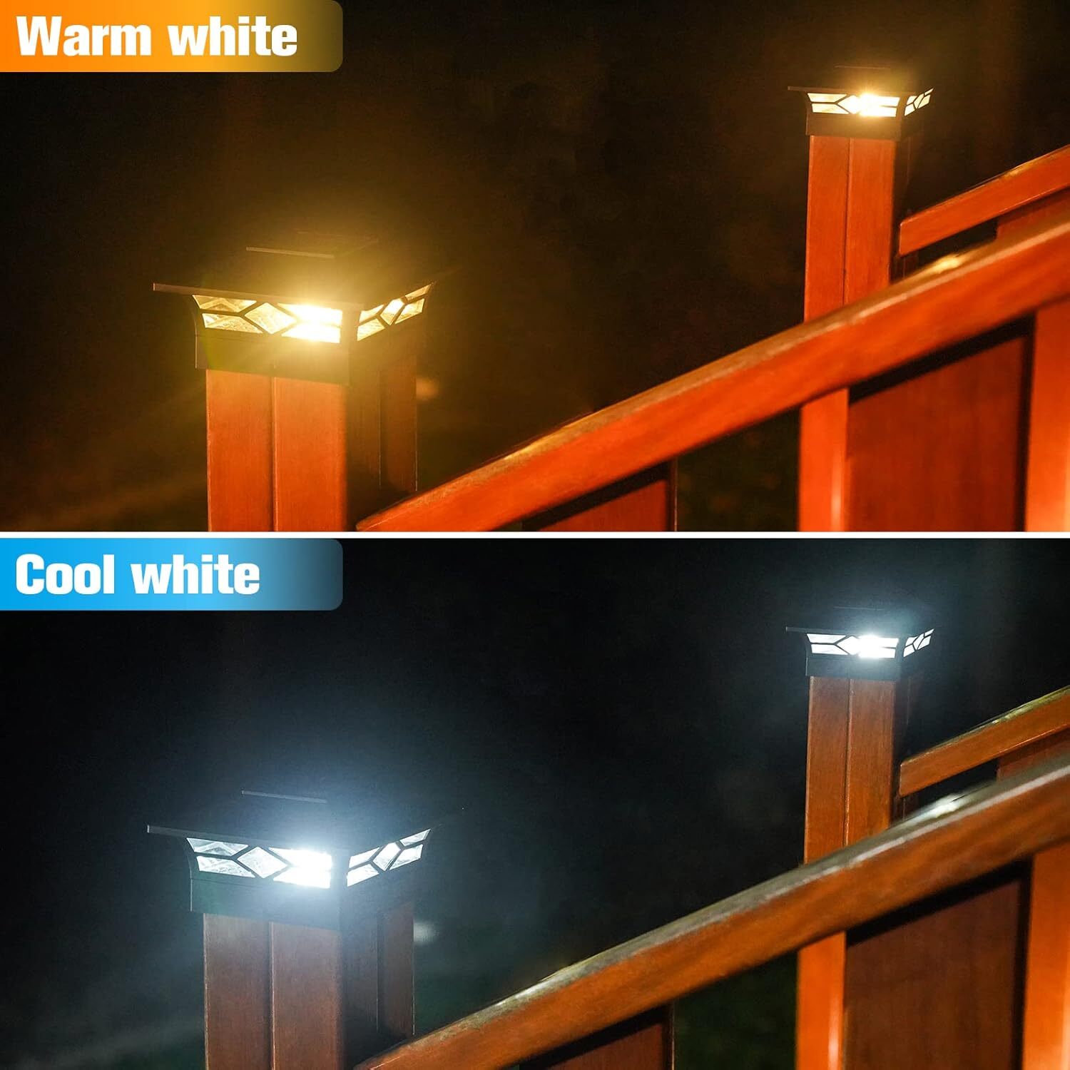 2/4/6 Pack Solar Post Deck Cap Lights Outdoor Garden Fence Landscape Lamp Vinyl