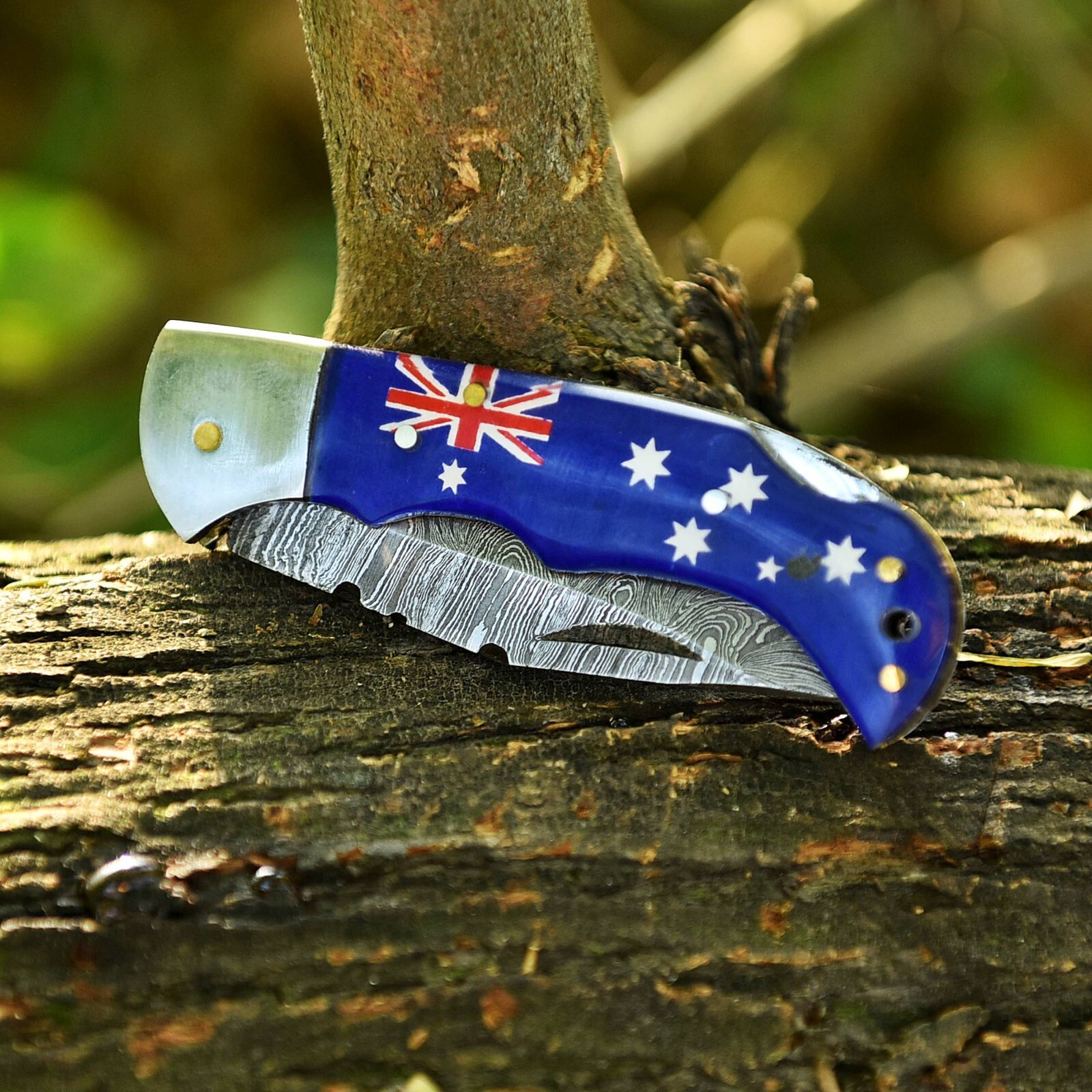CUSTOM HANDMADE FORGED DAMASCUS STEEL FOLDING POCKET KNIFE CAMPING KNIFE