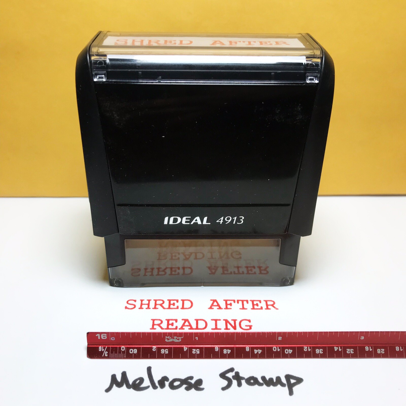 Shred After Reading Rubber Stamp Red Ink Self Inking Ideal 4913