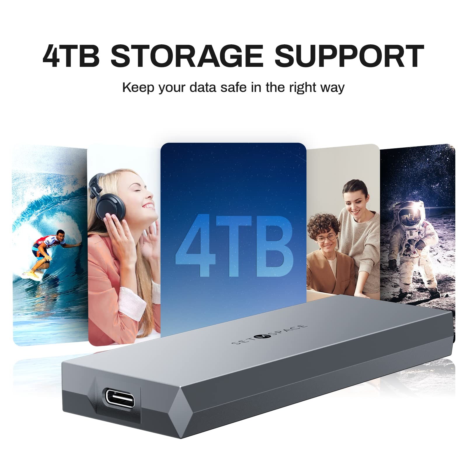 NVME Enclosure ['Tough Guy' Quality] 10 Gbps & SATA, Solid Grey