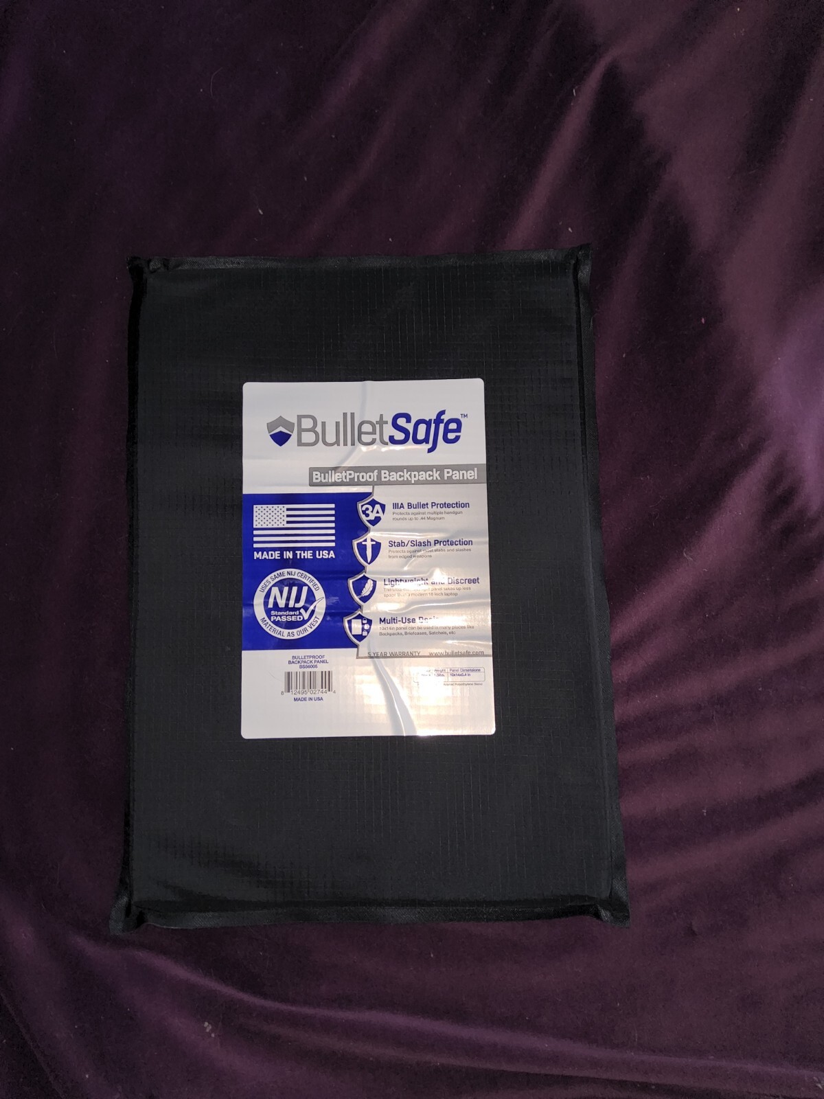 BulletSafe Bulletproof Backpack Panel Level IIIA