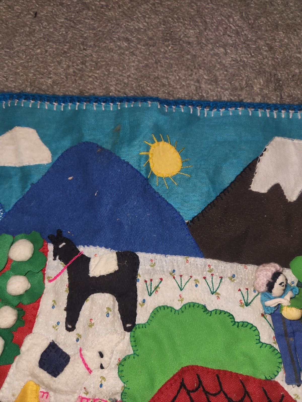 Arpilleras/3D Patchwork Little Doll Peruvian Folk Art Textiles Wall Art