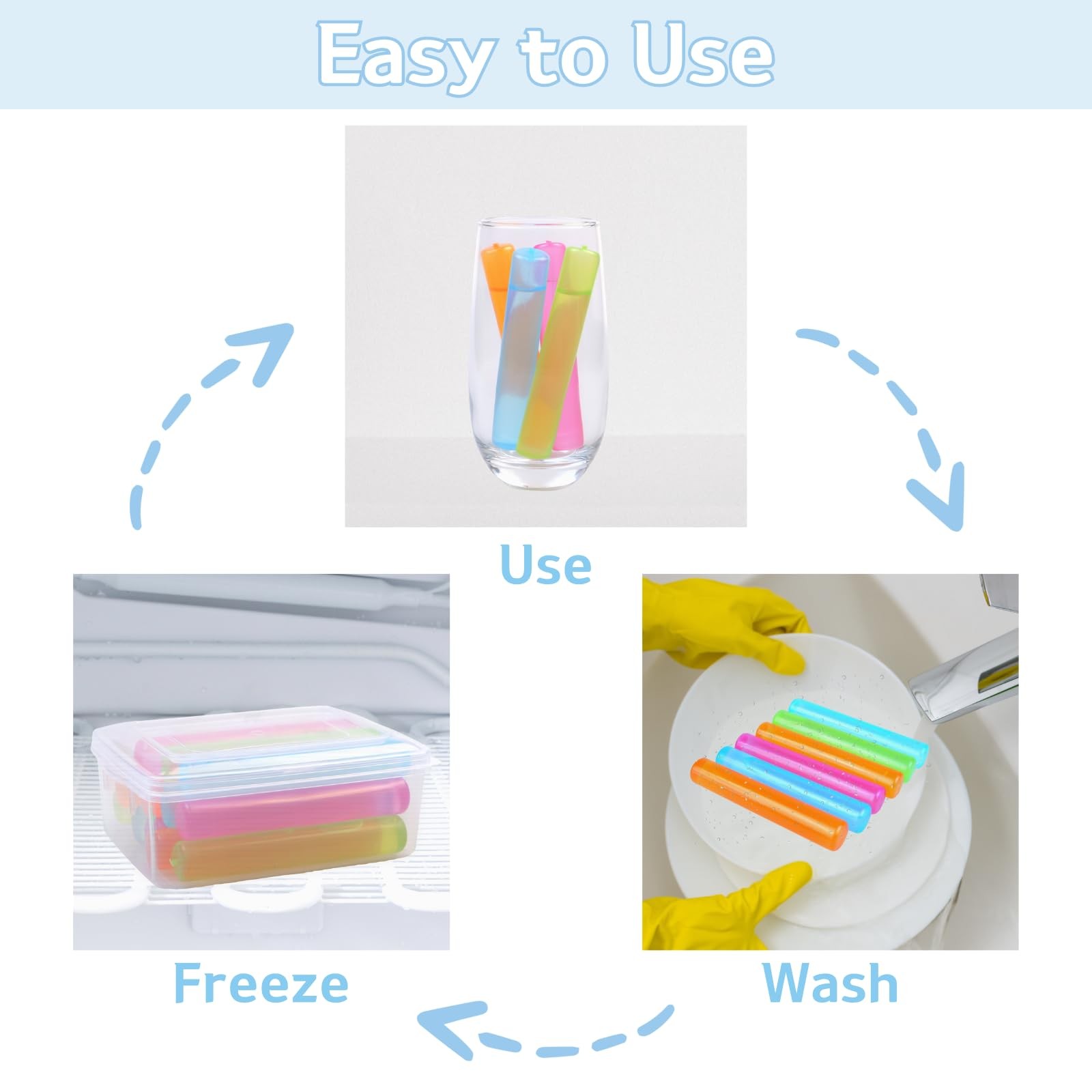 Reusable Ice Cube with Lid and Bin, 8 Pack Plastic Ice Cubes for Drinks BPA F...