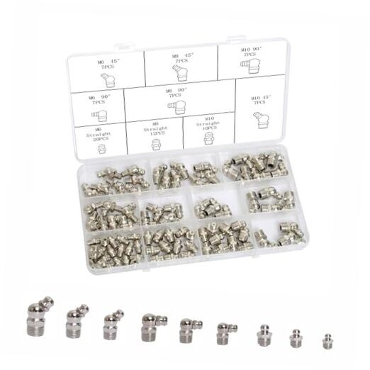 Mariyandh 84 Pcs Metric Grease Fittings Kit Zerk Grease Fittings Hydraulic
