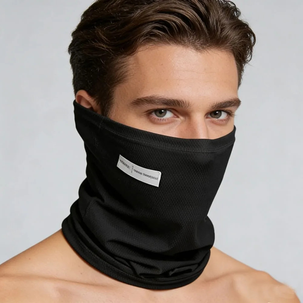 Summer Ice Silk Sunscreen Mask for Men Women Outdoor Cycling Face Cover Solid Co