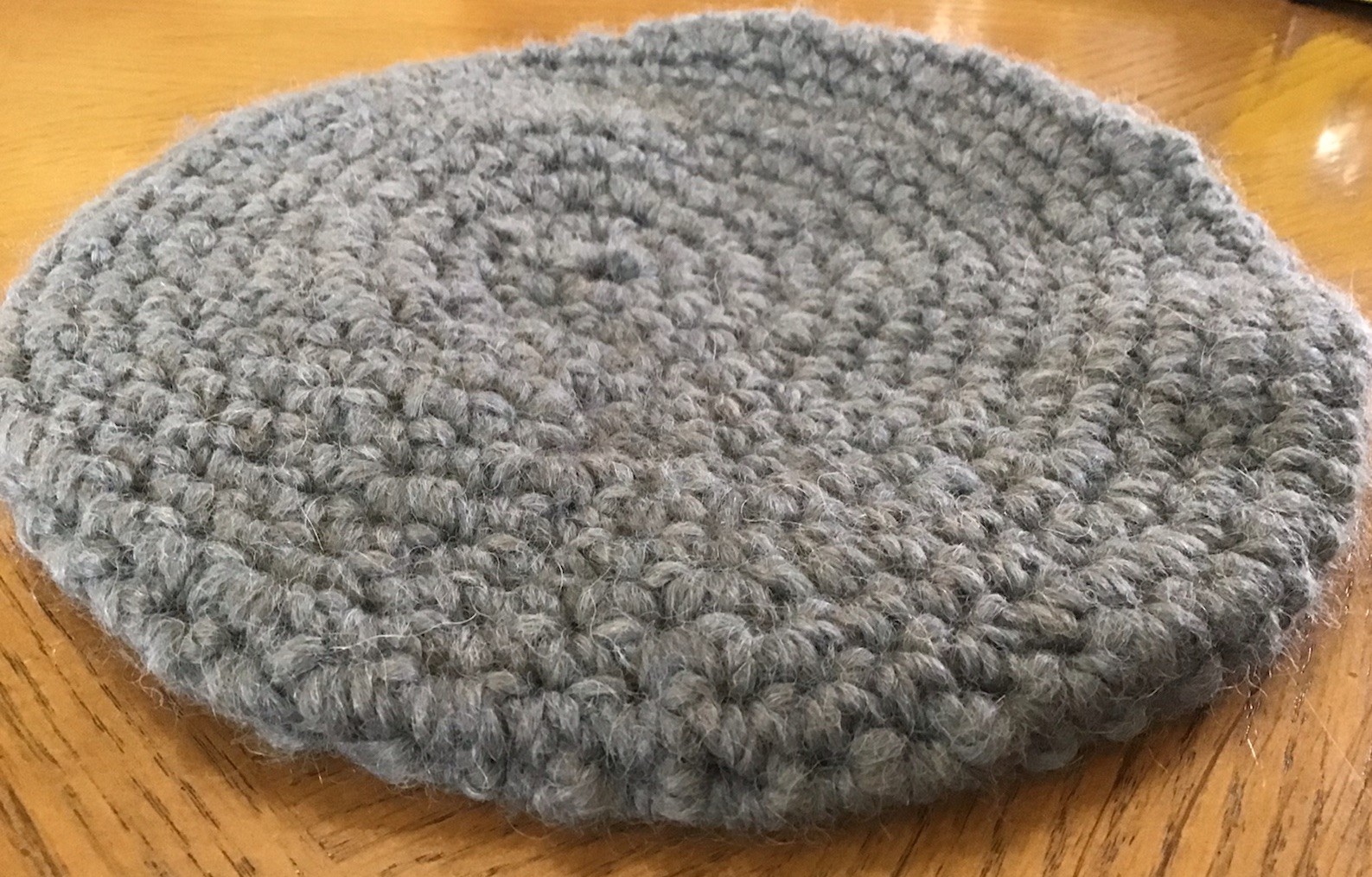 NWT Handmade Gray Beret Hat Crocheted With Alpaca Yarn Cap