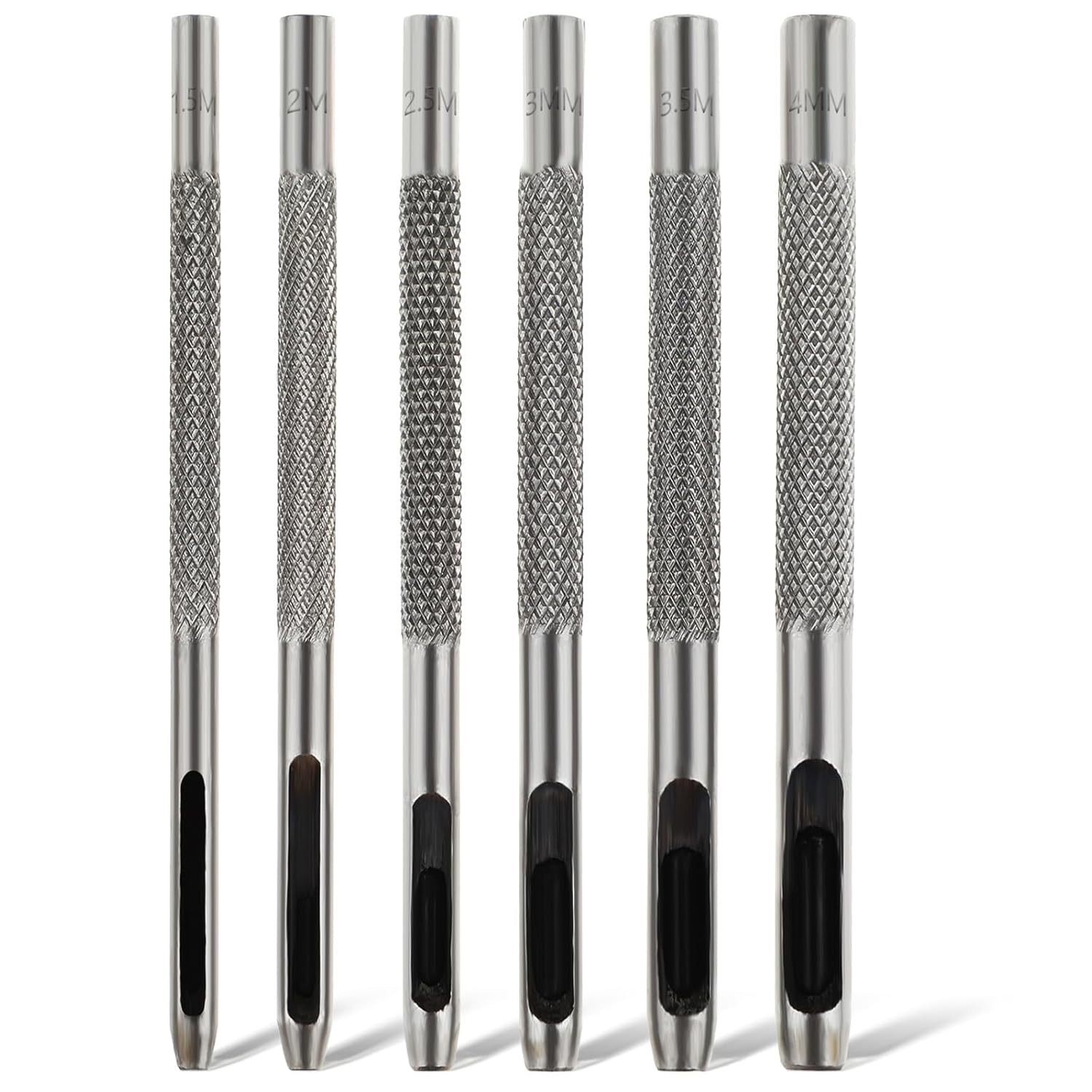Leather Fabric Punch Kit 6 Piece 1.5-4mm Round Hole Chisels Made of 45# Steel