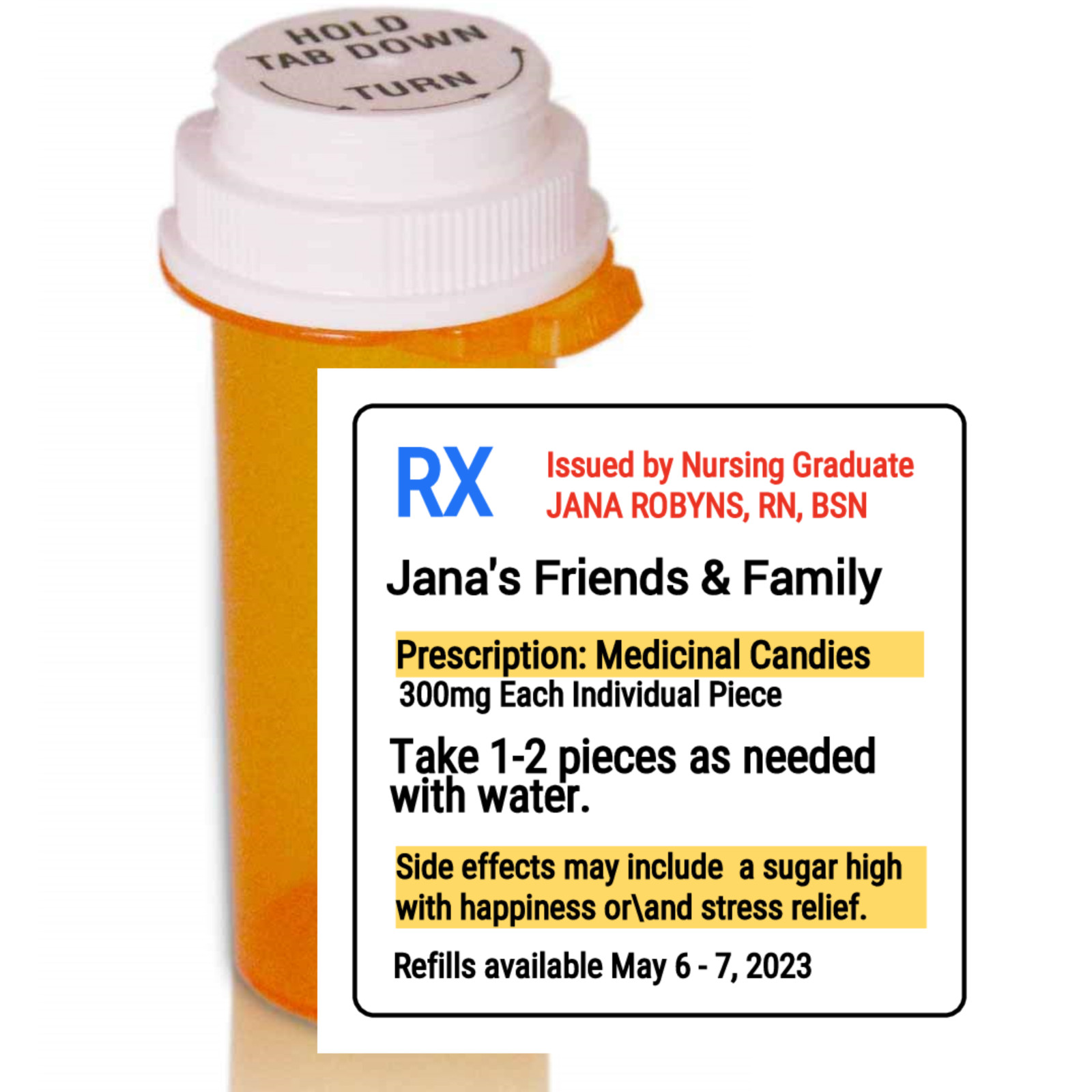 20 2"x2" Nursing Graduation Party Favor Labels Prescription Sticker Birthday