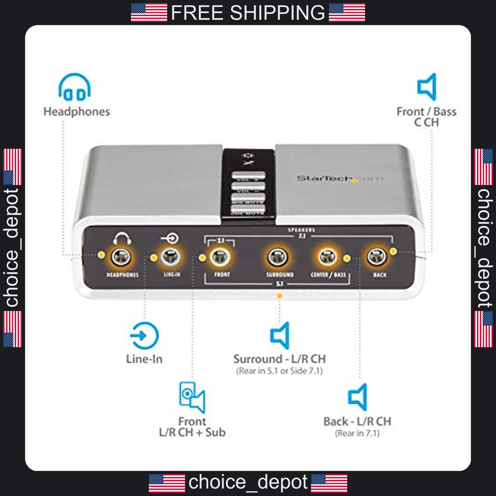 7.1 USB External Sound Card for PC and Laptop