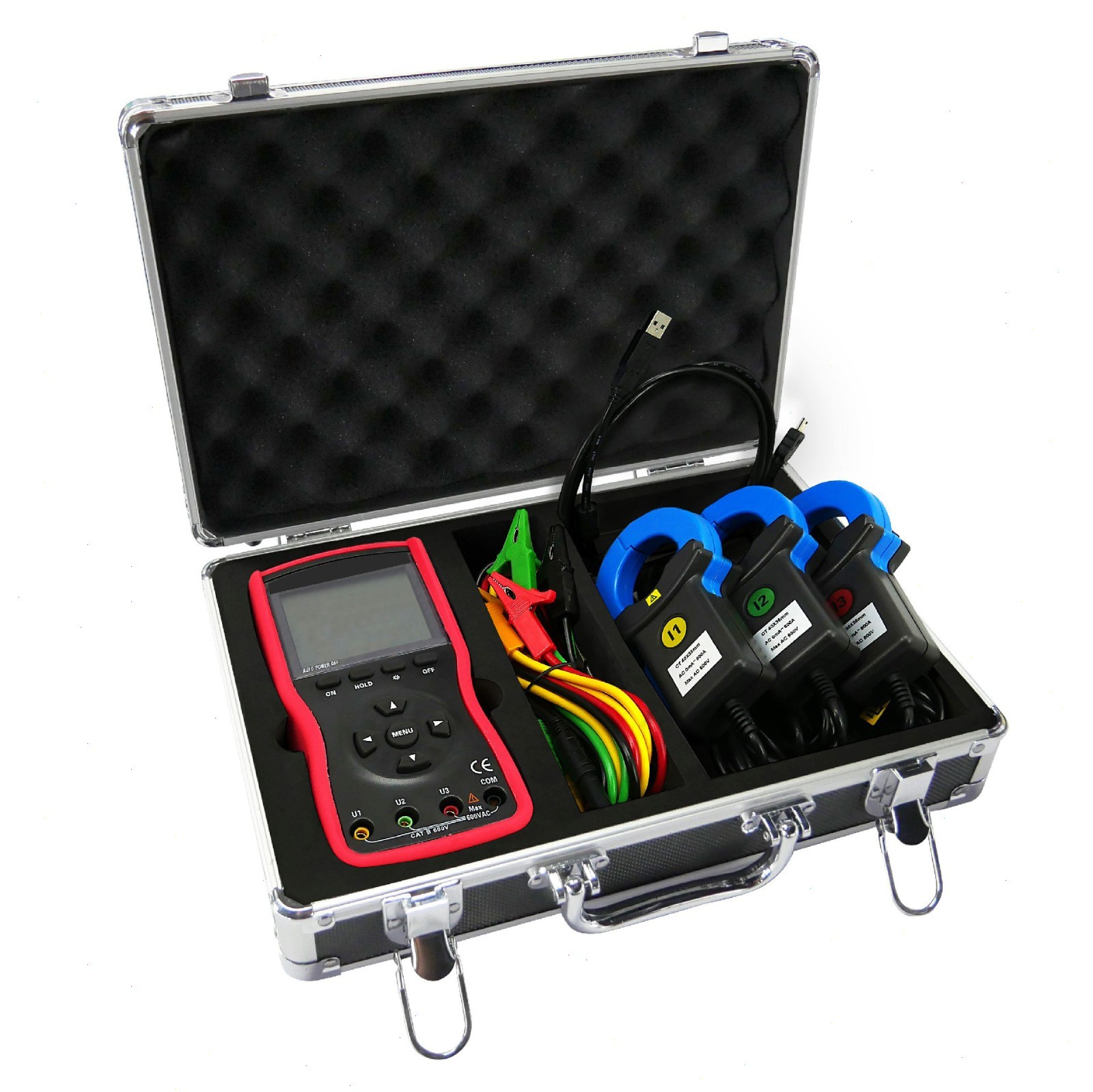 Digital Phase Voltmeter Clamp Meter Three phase 600V 600A 360° Current Detector