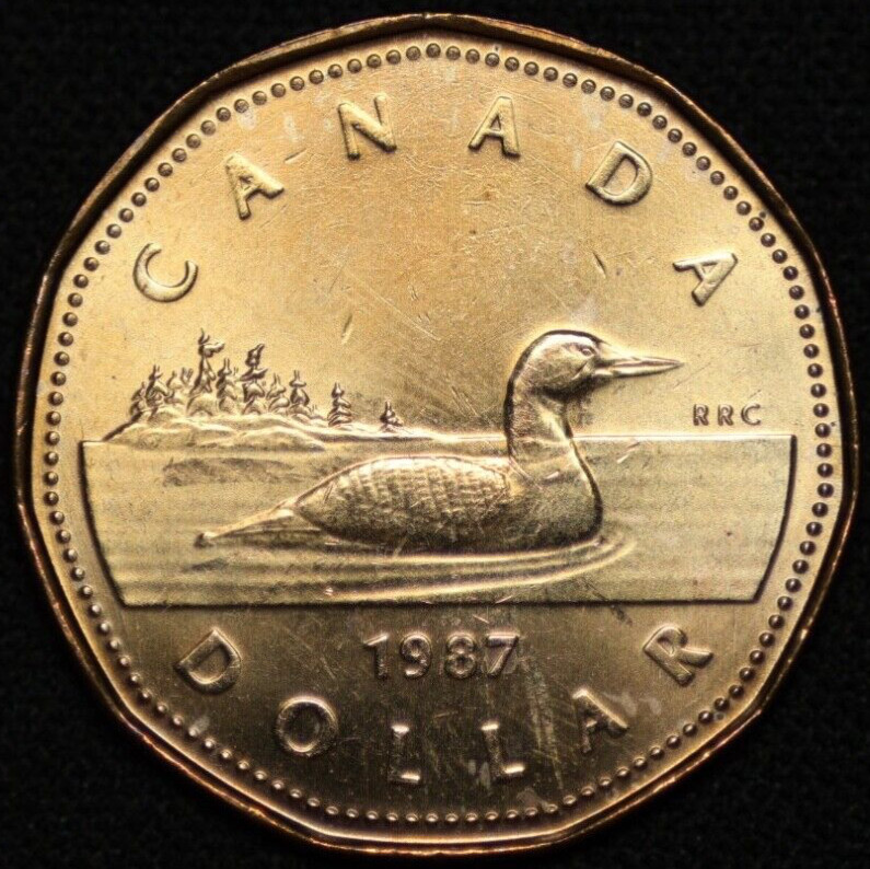 CANADA ~ 1987 ~ Loon Dollar ~ AU++ ~  Quality World Coin ☘️ B - #117 ☘️