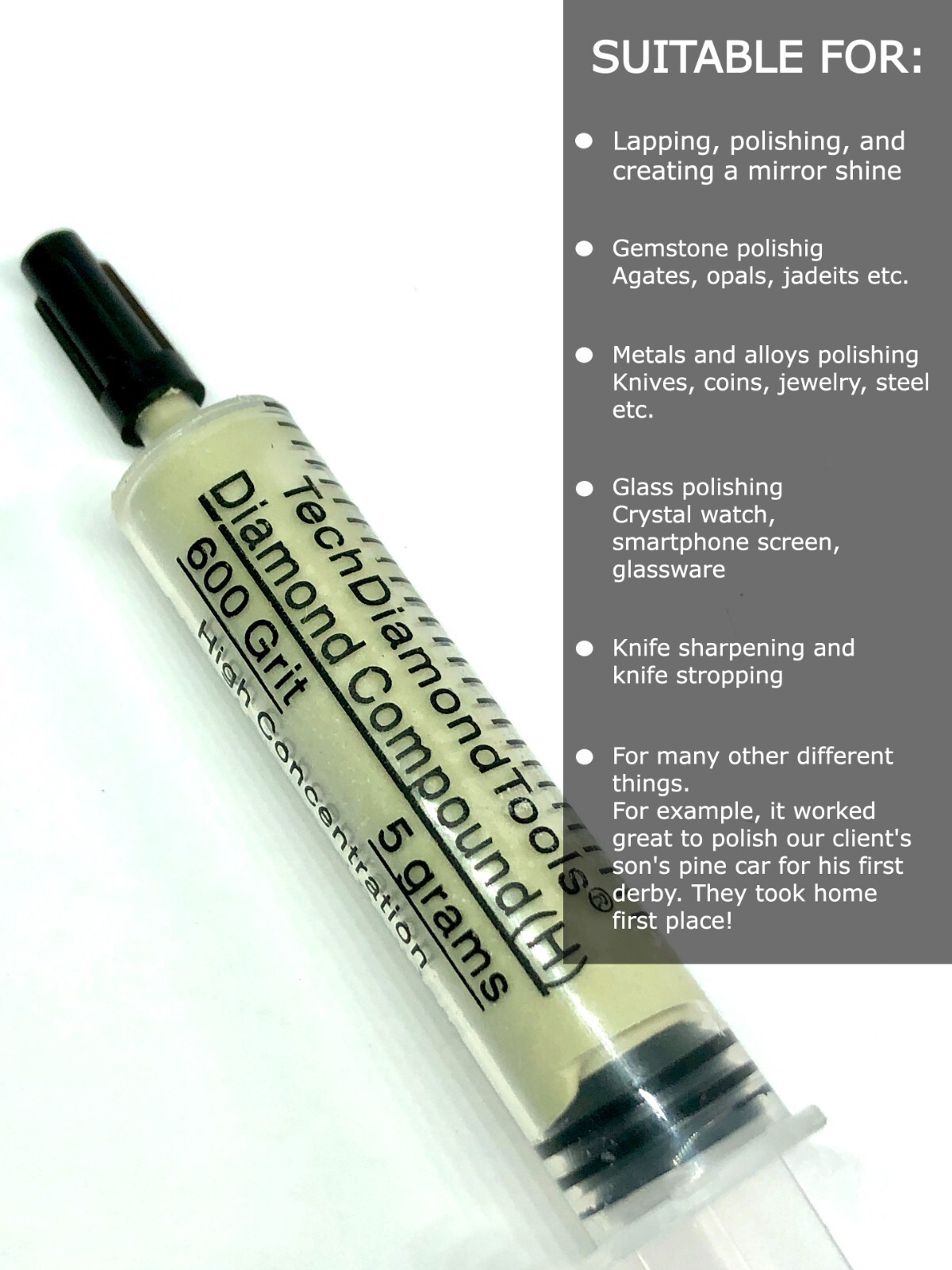 Diamond Polishing Lapping Paste 600 Grit 22-36 Micron (H) 50% Concentration 5 gr