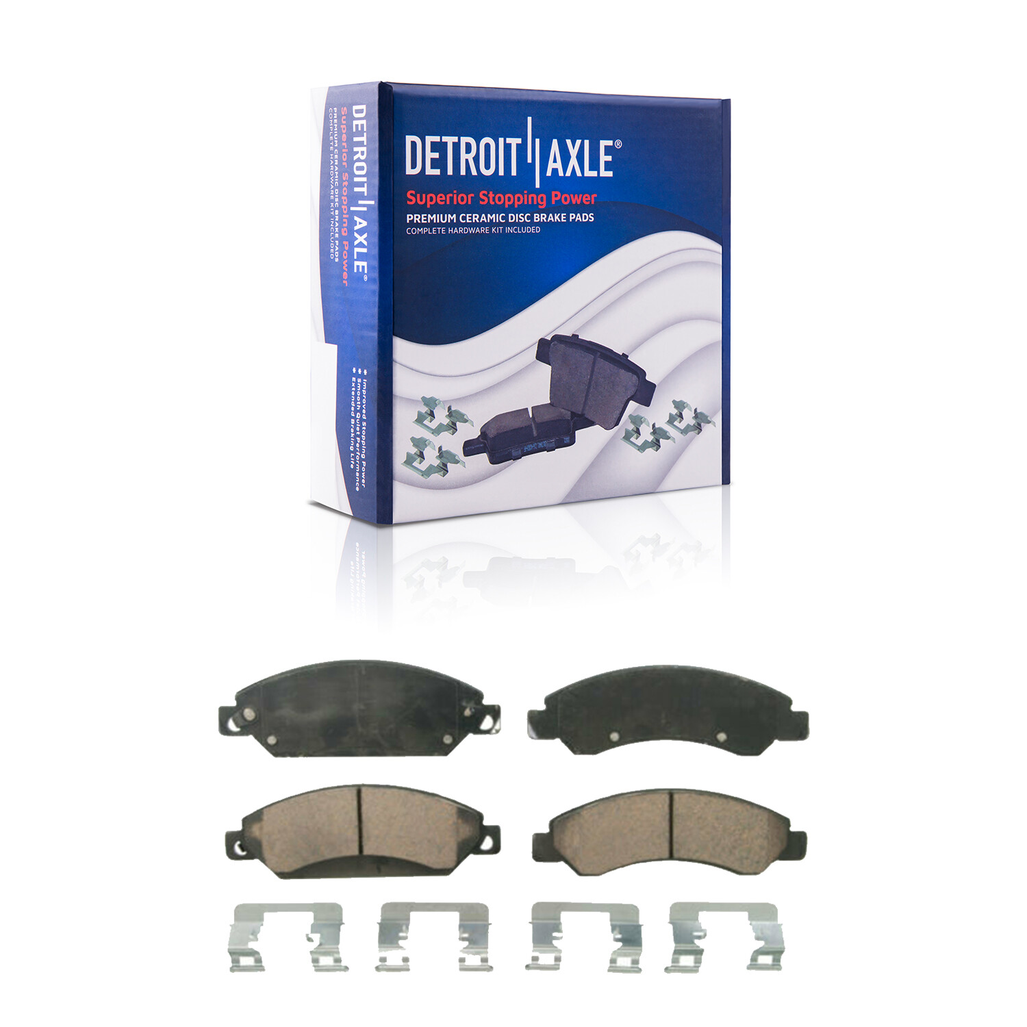 Front + Rear Ceramic Brake Pads Hardware for Escalade Avalanche Silverado Tahoe