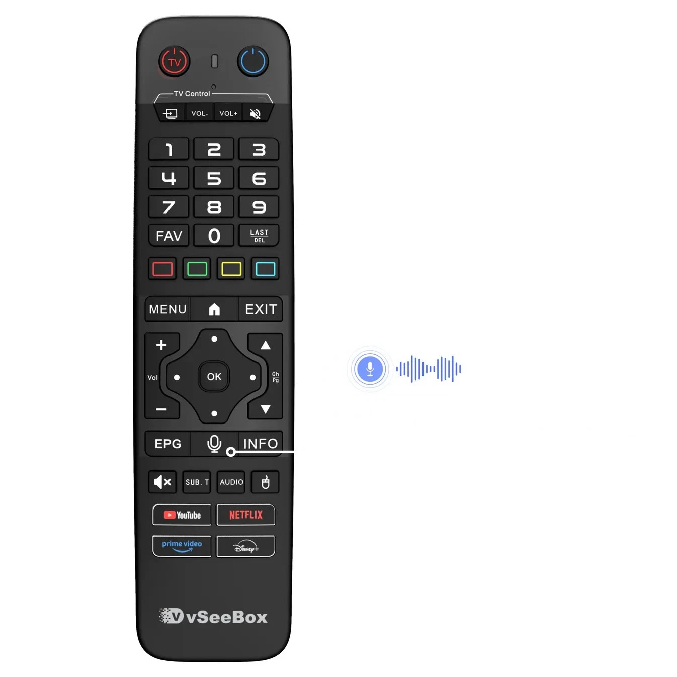Genuine vSeeBox OEM V6 Max Backlit Bluetooth Voice Command Remote Backlight