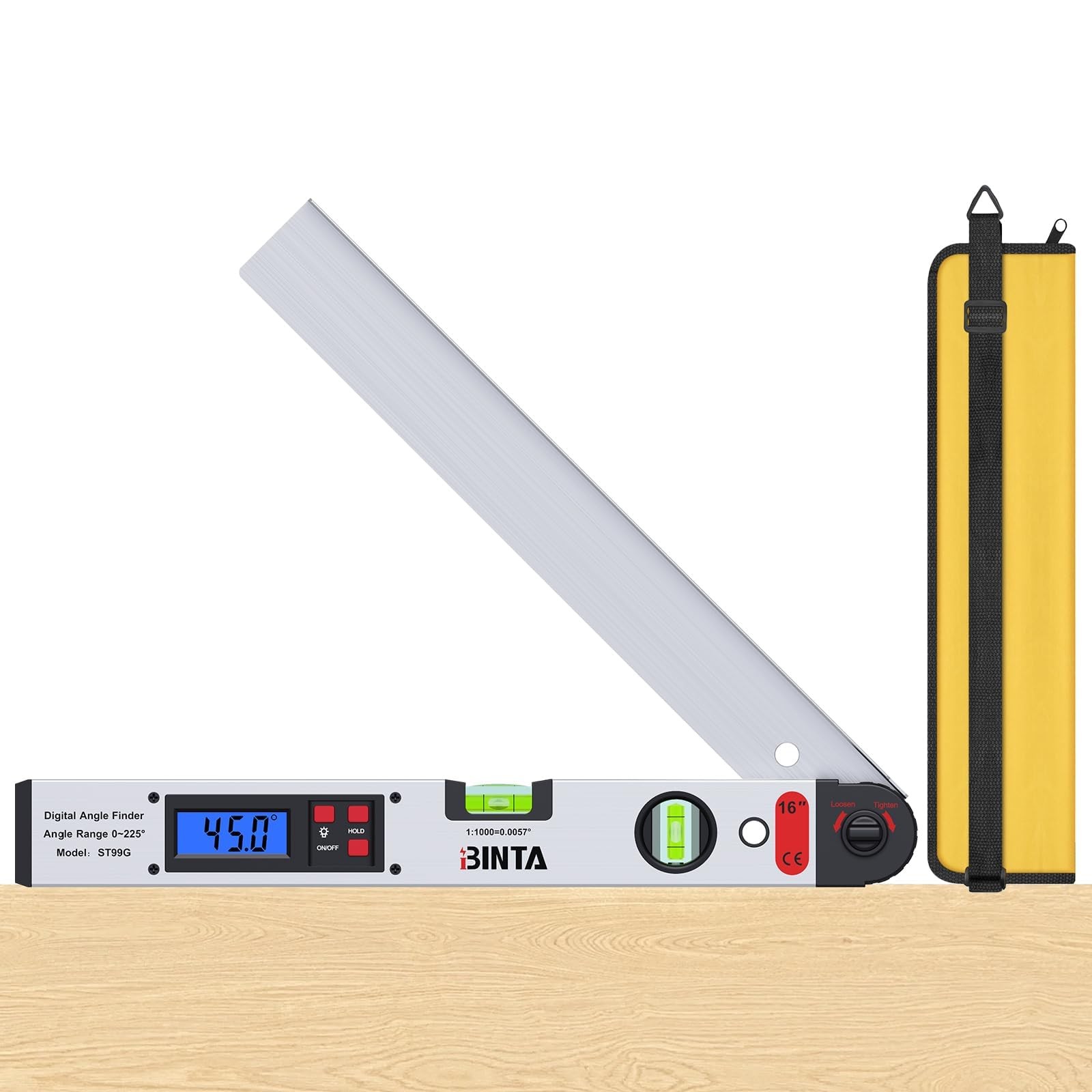 Digital Angle Finder Protractor 0225° High Precision Measuring Tool Aluminum ...