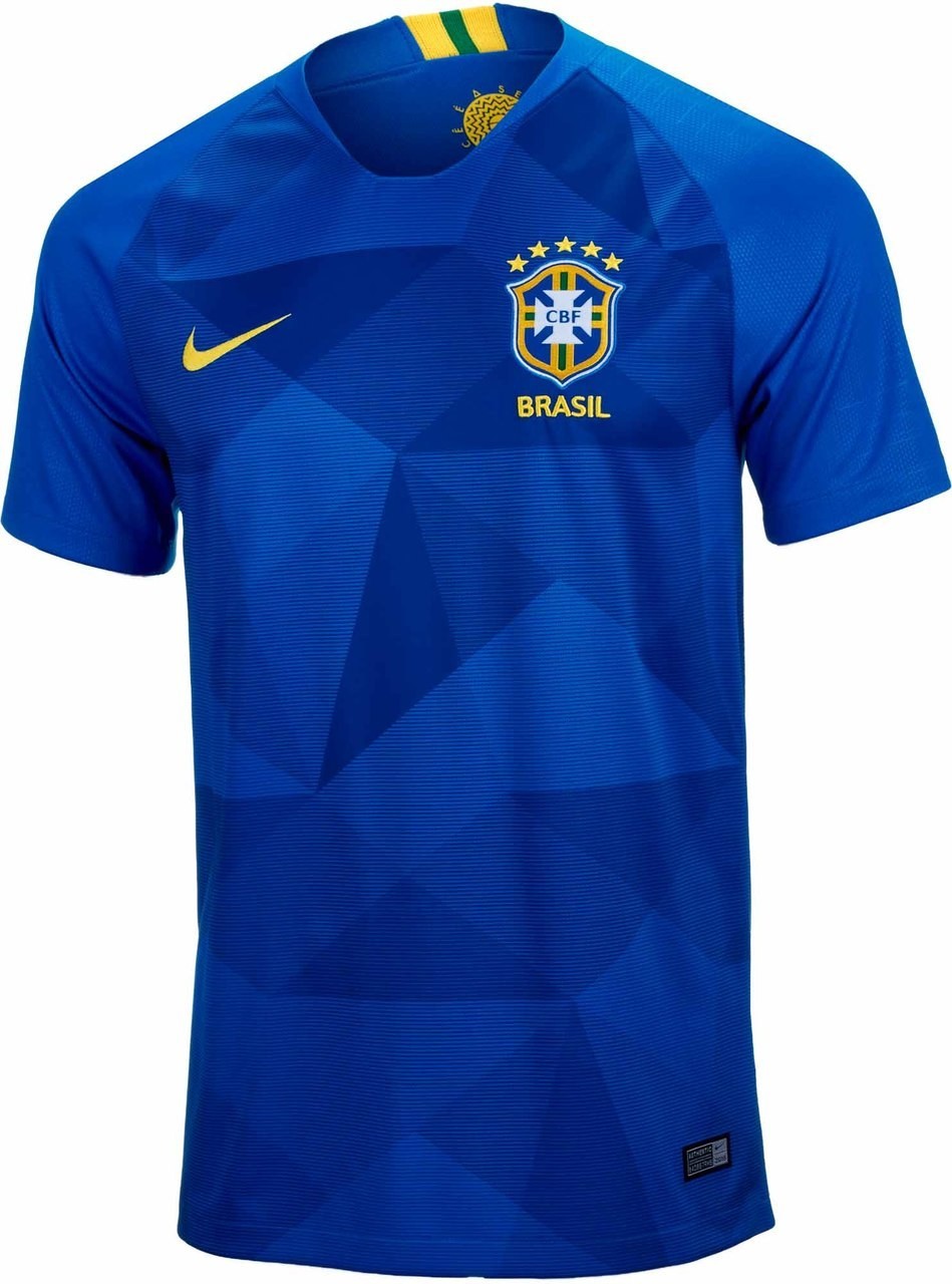 Nike Brazil 2018 Away Jersey Blue CBF Dri-Fit Soccer Shirt Men