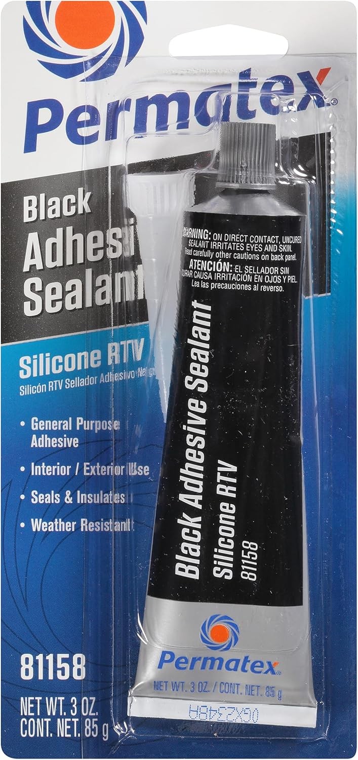 Permatex 81158 Black Silicone Adhesive Sealant, 3 Oz. Tube, Pack of 1