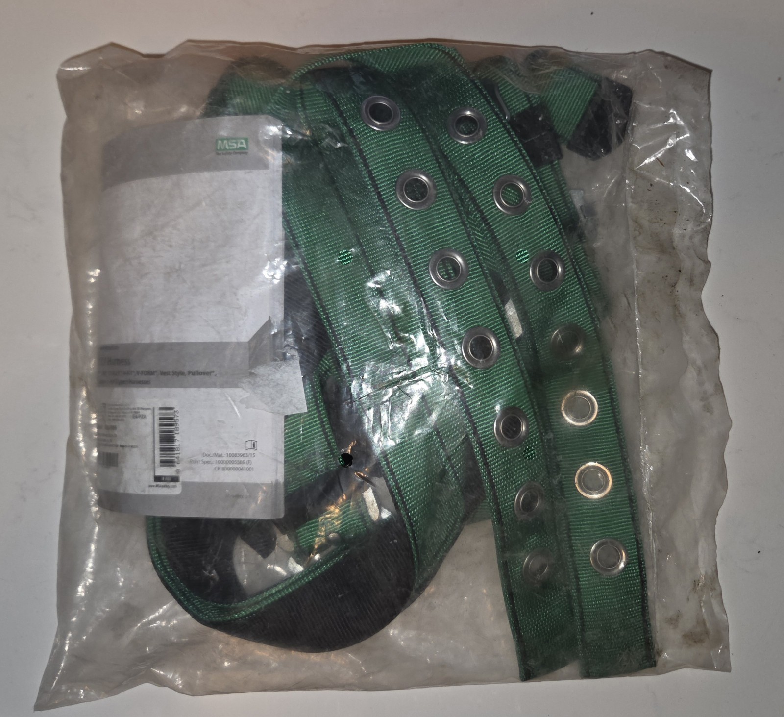 New In Package MSA V-Series Body Harness V-Form XL Green QC XL BK TB PN 10206059
