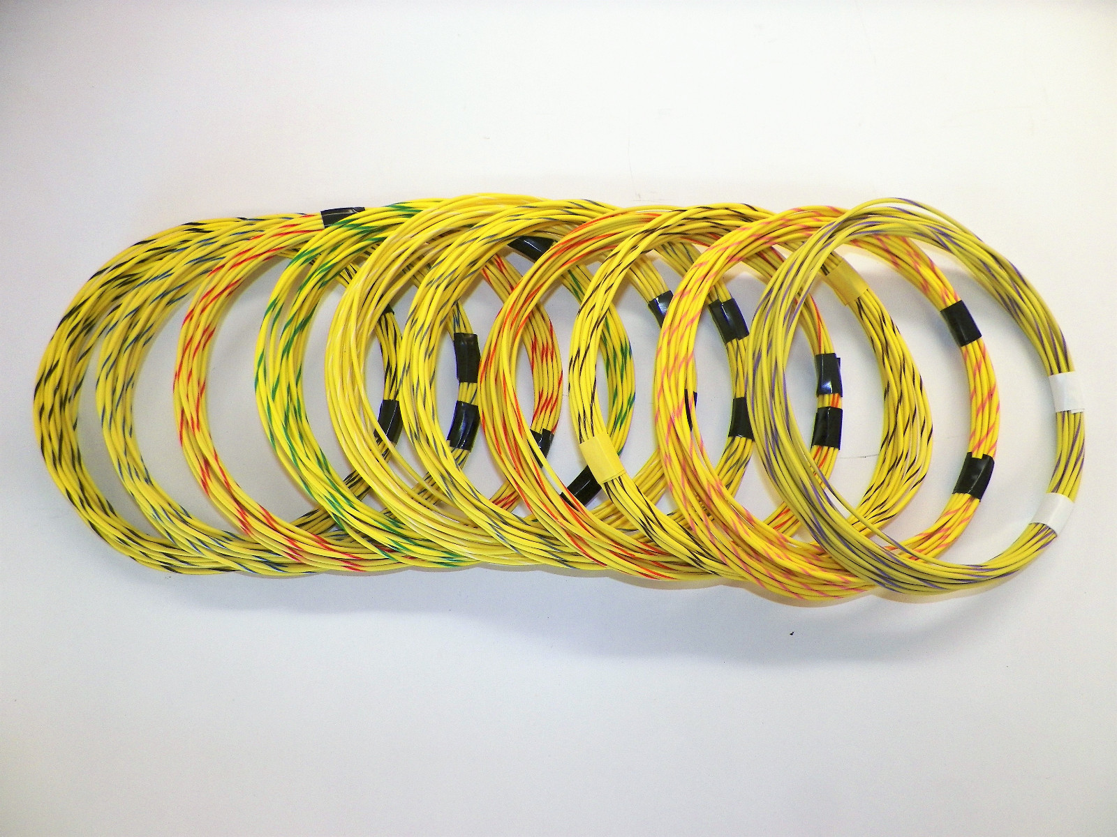 YELLOW hi temp automotive 18 gauge GXL wire + 10 STRIPED color wiring options