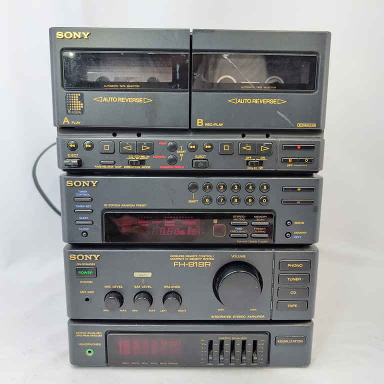 Sony FH-818R Vintage Component Stereo System Dual Cassette Tuner Amplifier READ